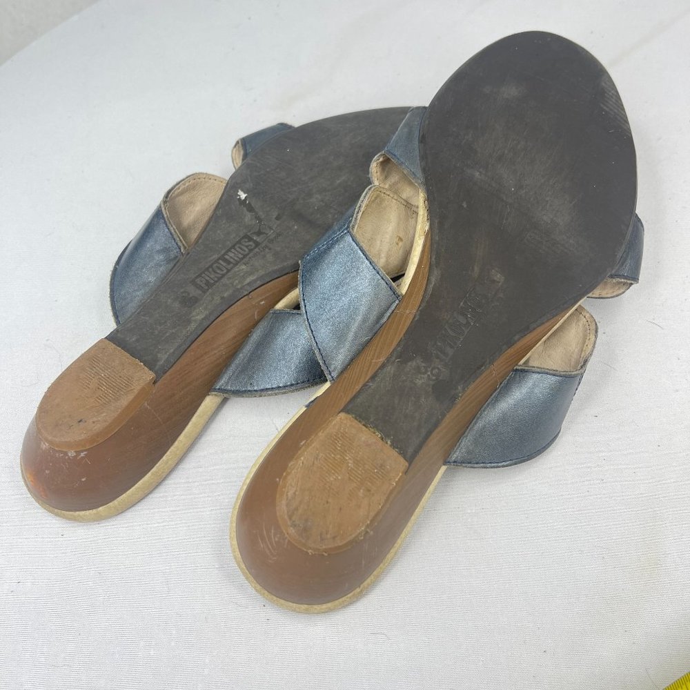 PIKOLINOS Womens 39 (US 8.5-9) Marino Gray Leather Sandals Made in Spain - Picture 11 of 12